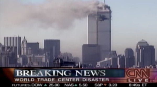1 WTC (North Tower) on fire approximately 4 minutes before the South Tower is hit
