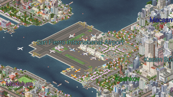 The San Fierro International Airport connects all Interregional Intercontinental routes of all airlines. Found on the heart of the city, it welcomes tourist to a city they would never forget..