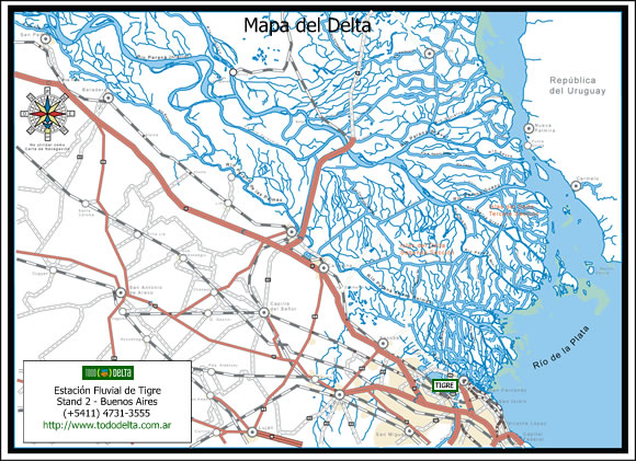 this picture is view map from argentina and limit whit uruguay. the delta is in middle. when say tigre is city and region terrain the up spot is island's and river's